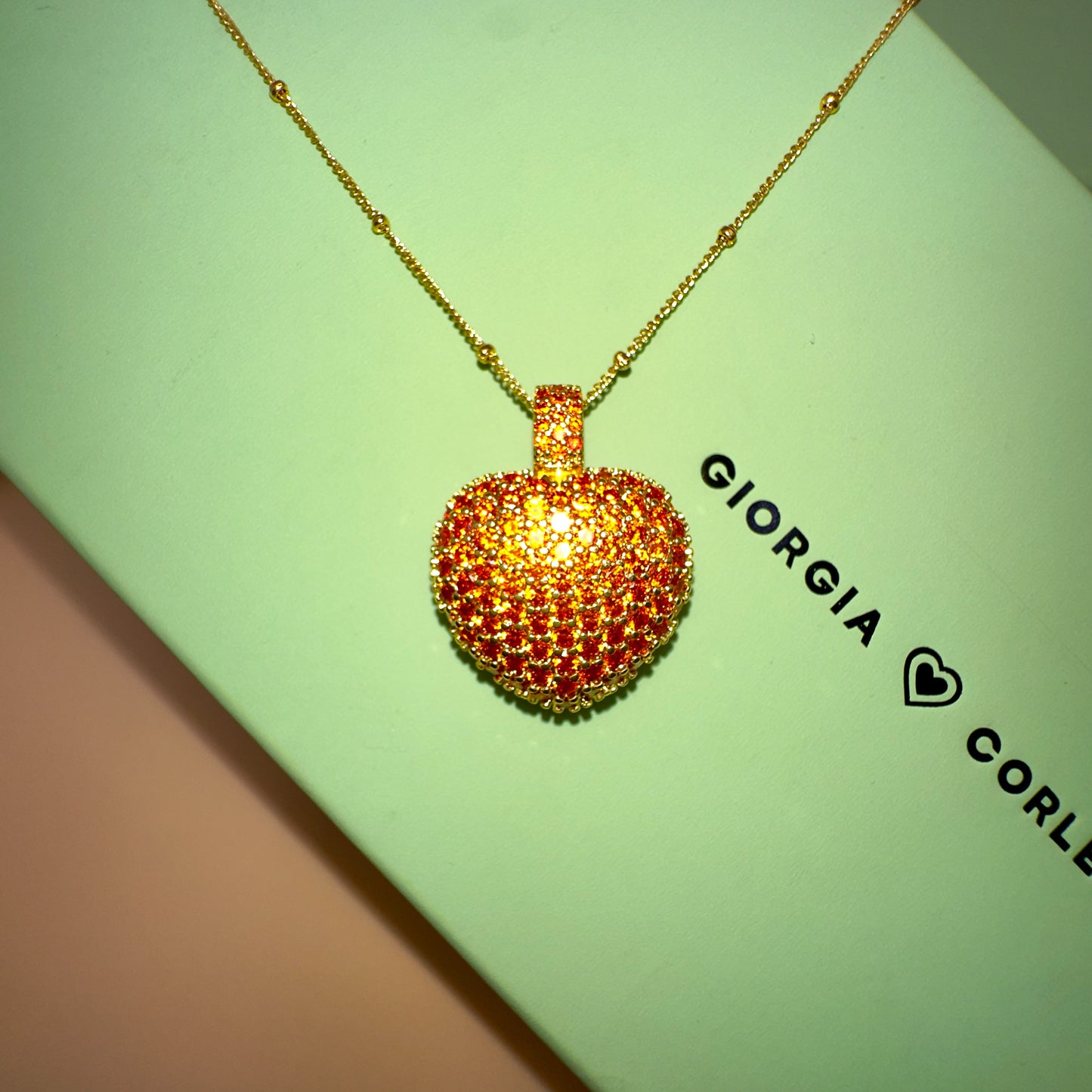 ORANGE HEART NECKLACE