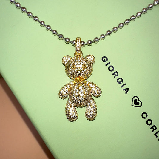 TEDDY BEAR SILVER CHOKER