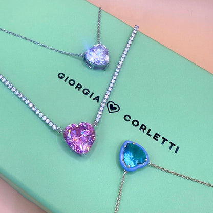 PINK HEART TENNIS NECKLACE